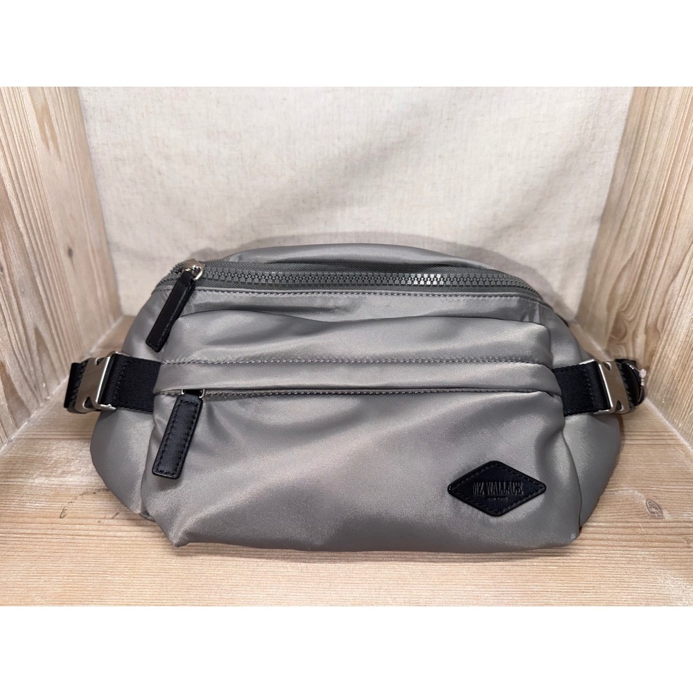 Excellent MZ Wallace OS Metro Belt Bag Magnet Grey Metallic Nylon Waist Pack